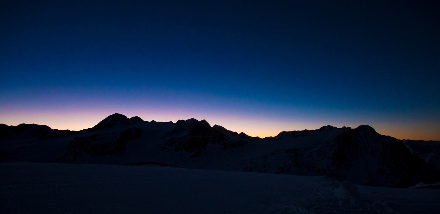 Sonnenuntergang am Schnalstaler Gletscher
